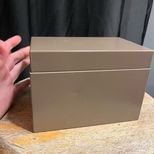 Vintage Minimalist Rectangular Index Card Box in Taupe